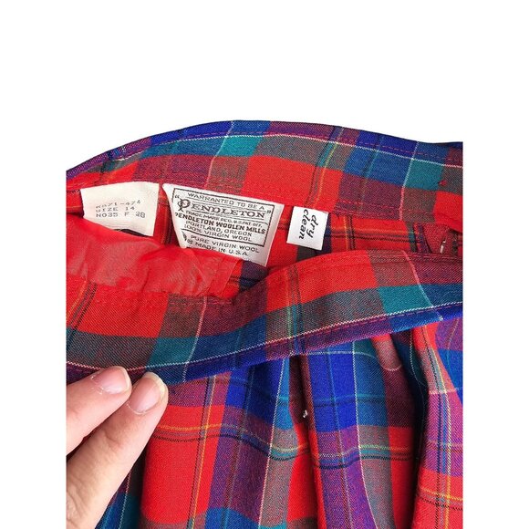 Vintage Pendleton wool skirt plaid NWOT midi length red, blue - Picture 6 of 6